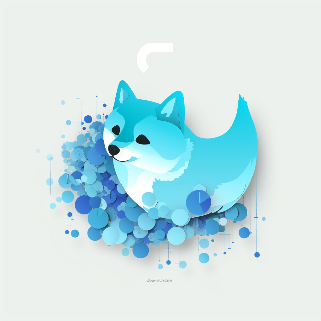 图片展示的是Twitter Corporation的Logo设计,以“Decentralized Social Platform”为标语,背景为浅蓝色。Logo主体是一只蓝色的柴犬,带有白色面部和耳朵,眼睛为黑色,尾巴上翘。柴犬周围环绕着大小不一的蓝色圆点,整体风格简洁现代,色彩搭配和谐。该图片与文档中为公司设计Logo的内容相关,是使用蓝色背景和柴犬元素设计的示例Logo。