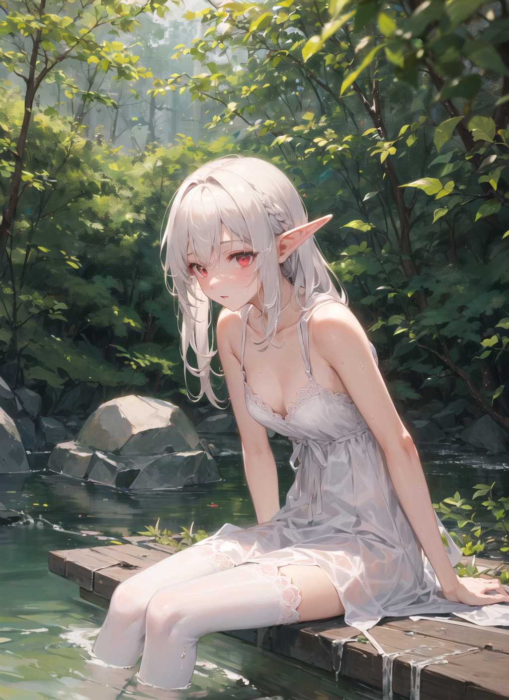 10052-2460240791-((masterpiece, best quality)), 1girl, solo focus, shy, confused, (dark skin), elf, red eyes, white hair, ((wet clothes)), sittin.png